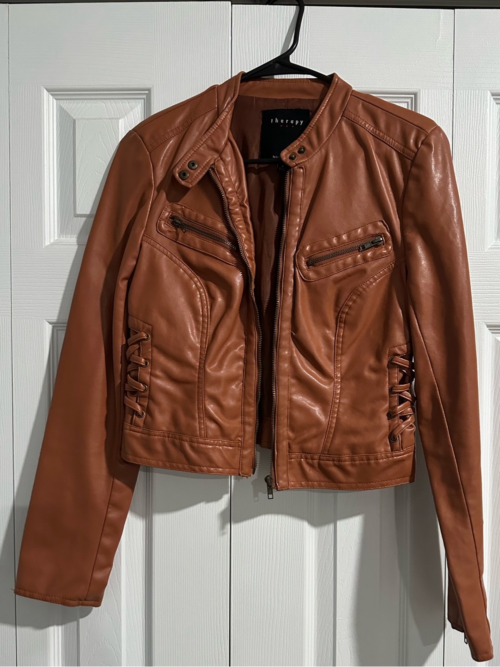 Therapy by Lane Crawford Brown Faux Leather Moto Jacket